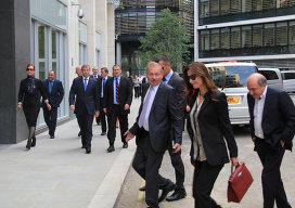 Roman Abramovich and Boris Berezovsky arrive at The High Court of London