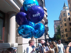 Pussy Riot supporters outside the court