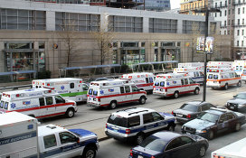 Emergency vehicles rush to downtown Boston