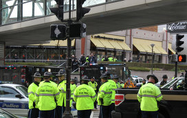 Police converge on area around the Boston Marathon